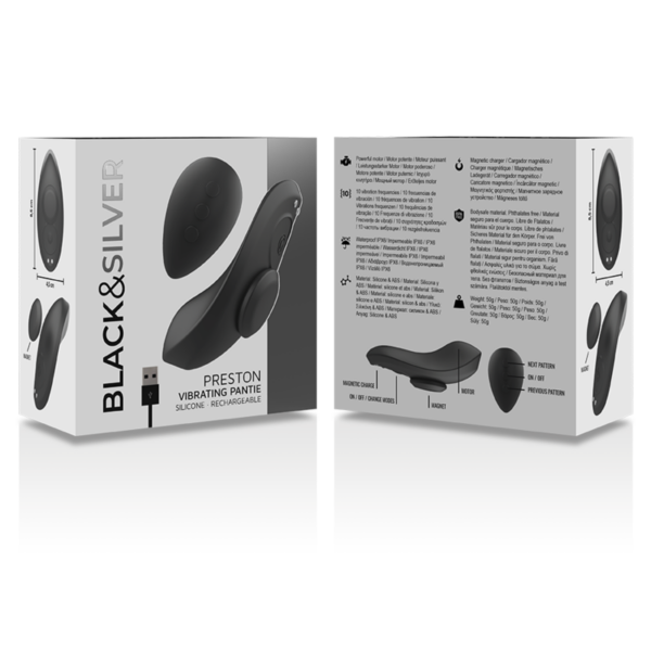 Black & Silver Preston — Panty Vibrator, Remote Control — Clitoral Stimulators — view 7