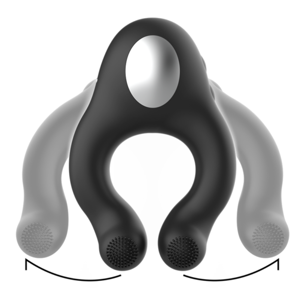 Black & Silver Licking — Vibrating Cock Ring, Rechargeable — Cock Rings — view 5