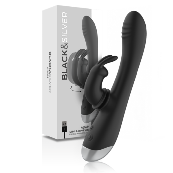 Black & Silver Adam — Rabbit Vibrator, Rechargeable — G-Spot Vibrators
