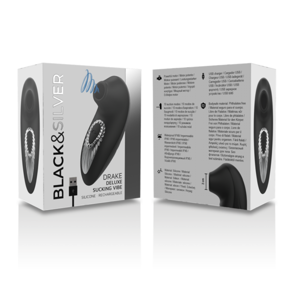Black & Silver Drake — Air Pulse Stimulator, Silicone — Clitoral Stimulators — view 2
