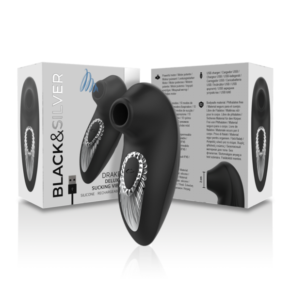 Black & Silver Drake — Air Pulse Stimulator, Silicone — Clitoral Stimulators — view 3