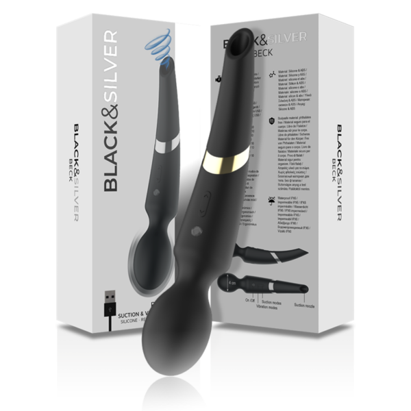 Black & Silver Beck — Wand Massager, Rechargeable — Air Pulse Vibrators — view 6