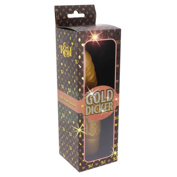 Get Real Dicker Stim — Realistic Vibrator, Silicone, Gold — Rabbit Vibrators — view 7