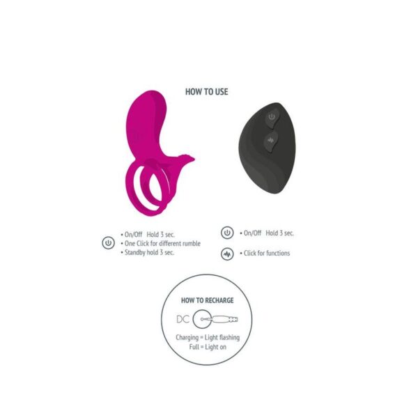Xocoon Couples Stimulator — Vibrating Cock Ring, Fuchsia — Cock Rings — view 2