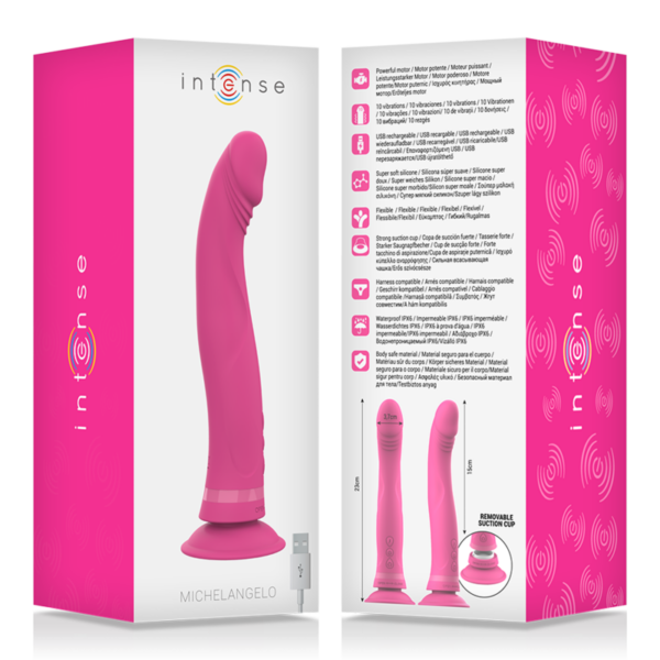 Intense Michelangelo — Vibrating Dildo, Dual Density, Pink — Realistic Dildos — view 5