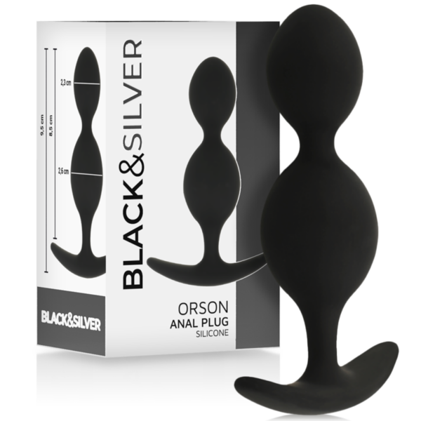 Black & Silver Orson — Silicone Butt Plug, 9.5 cm — Anal — view 5