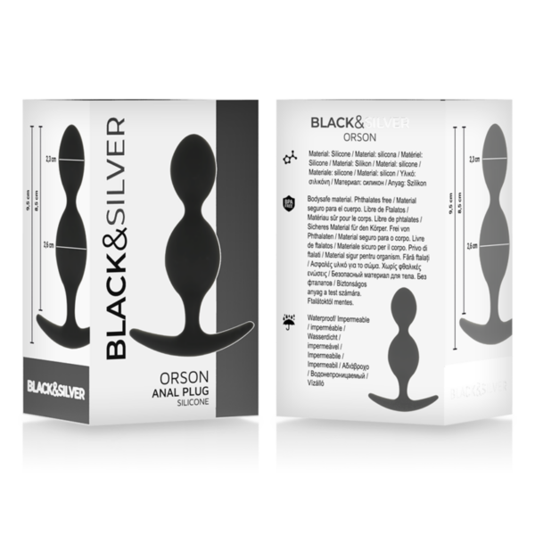 Black & Silver Orson — Silicone Butt Plug, 9.5 cm — Anal — view 2