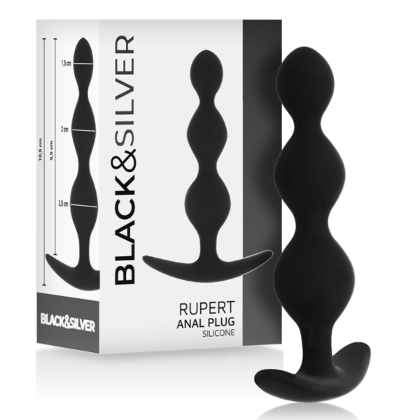 Black & Silver Rupert — Anal Beads, Silicone — view 5