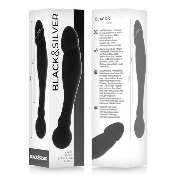 Black & Silver Karl — Dual Density Dildo, 18 cm — Anal — view 2