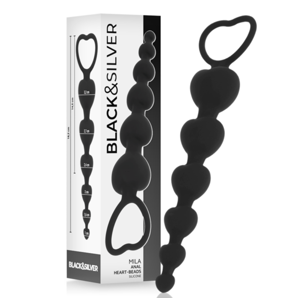 Black & Silver Mila — Anal Beads, Silicone — view 6