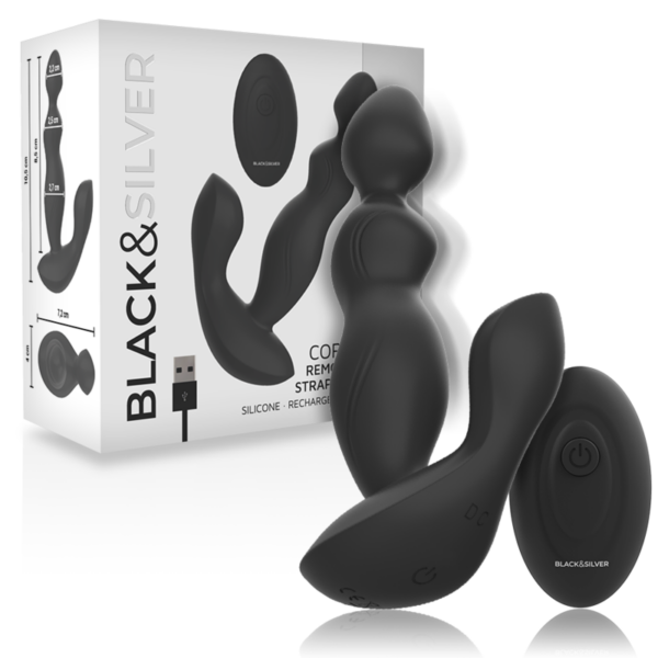 Black & Silver Cora — Vibrating Butt Plug, Remote Control — Anal — view 5