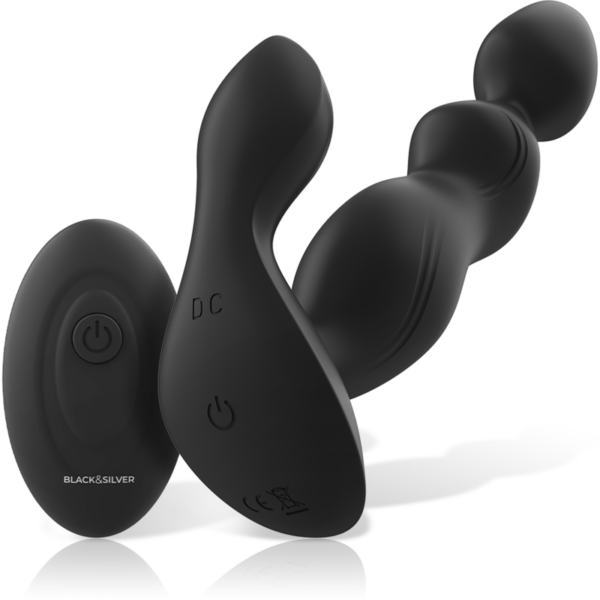 Black & Silver Cora — Vibrating Butt Plug, Remote Control — Anal — view 2