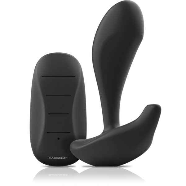 Black & Silver Dwayne — Vibrating Butt Plug, Remote Control — Anal — view 5