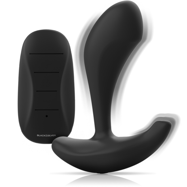 Black & Silver Dwayne — Vibrating Butt Plug, Remote Control — Anal
