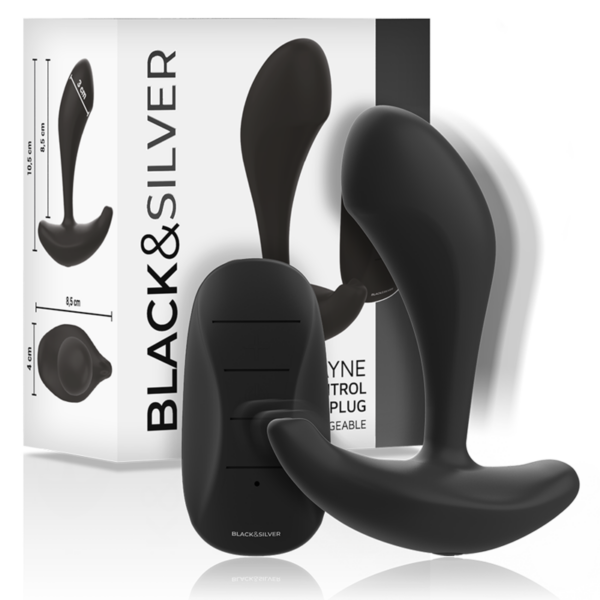Black & Silver Dwayne — Vibrating Butt Plug, Remote Control — Anal — view 6
