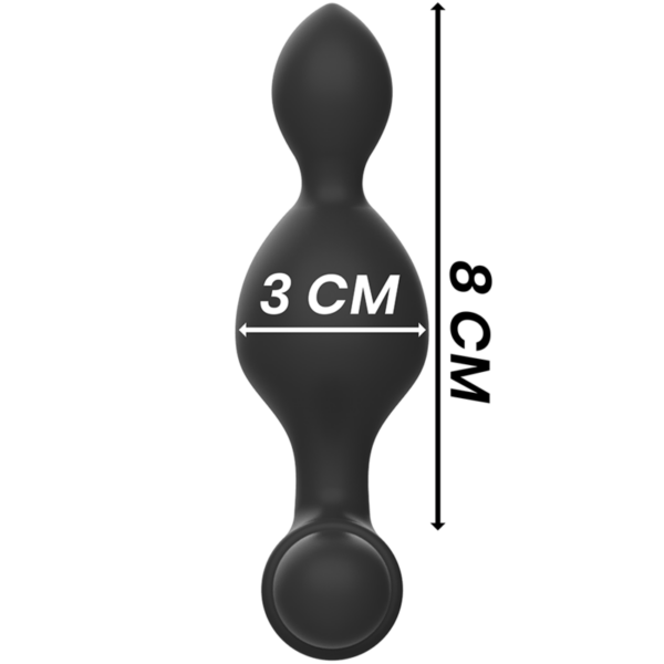 Black & Silver Tucker — Vibrating Butt Plug, 8 cm — Anal — view 2