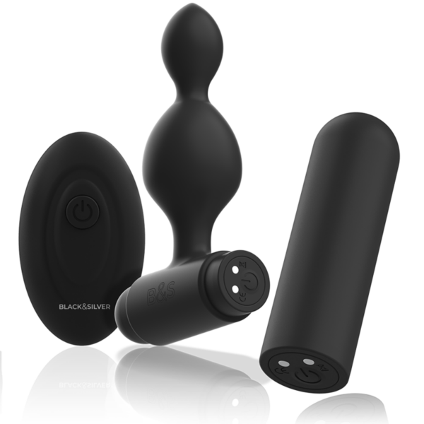 Black & Silver Tucker — Vibrating Butt Plug, 8 cm — Anal — view 5