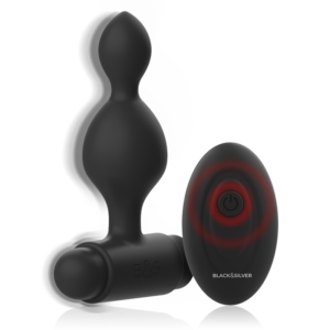 Black & Silver Tucker — Vibrating Butt Plug, 8 cm — Anal — view 3