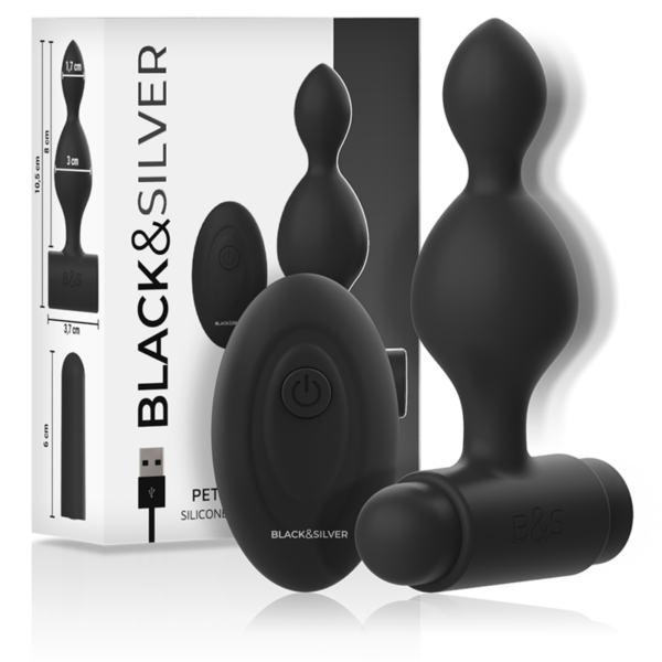 Black & Silver Tucker — Vibrating Butt Plug, 8 cm — Anal — view 6