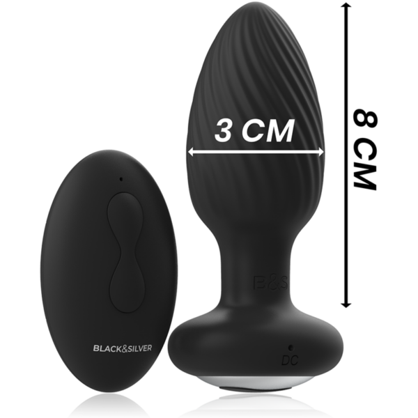 Black & Silver Wells — Vibrating Butt Plug, Remote Control — Anal — view 4