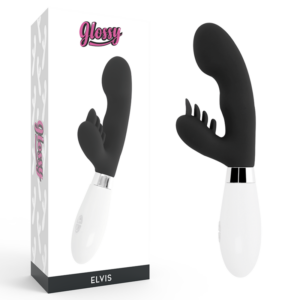 Glossy Elvis — Rabbit Vibrator, Silicone, Black — Rabbit Vibrators