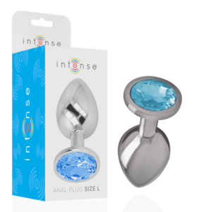 Intense — Jewelled Butt Plug, 9 cm, Blue — Anal