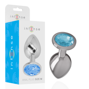 Intense — Jewelled Butt Plug, 8 cm, Blue — Anal