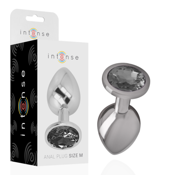 Intense — Jewelled Butt Plug, 8 cm, Black — Anal