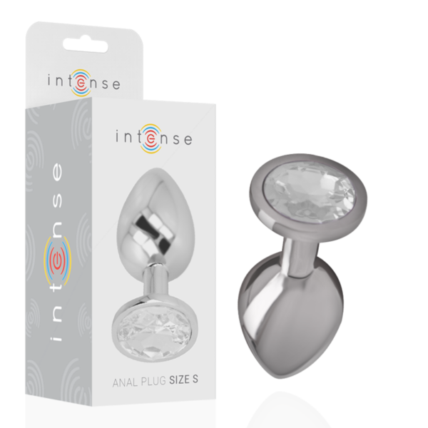 Intense — Jewelled Butt Plug, 7 cm, Silver — Anal