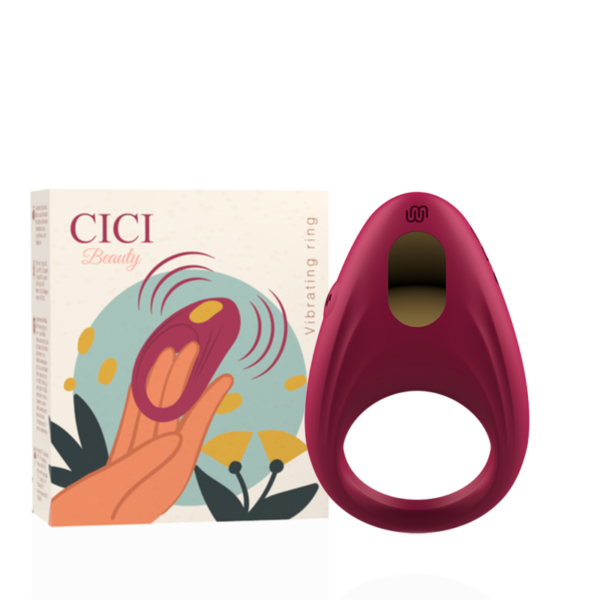 Cici Beauty — Vibrating Cock Ring, Rechargeable, Red — Cock Rings