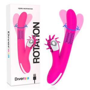 Diversia Bunny Rotation — Rabbit Vibrator, Rechargeable, Pink — G-Spot Vibrators