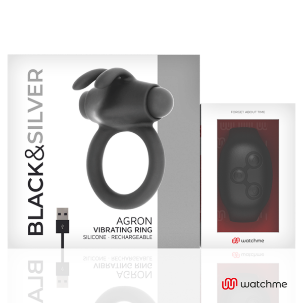 Black & Silver Agron — Vibrating Cock Ring, Remote Control — Cock Rings — view 7