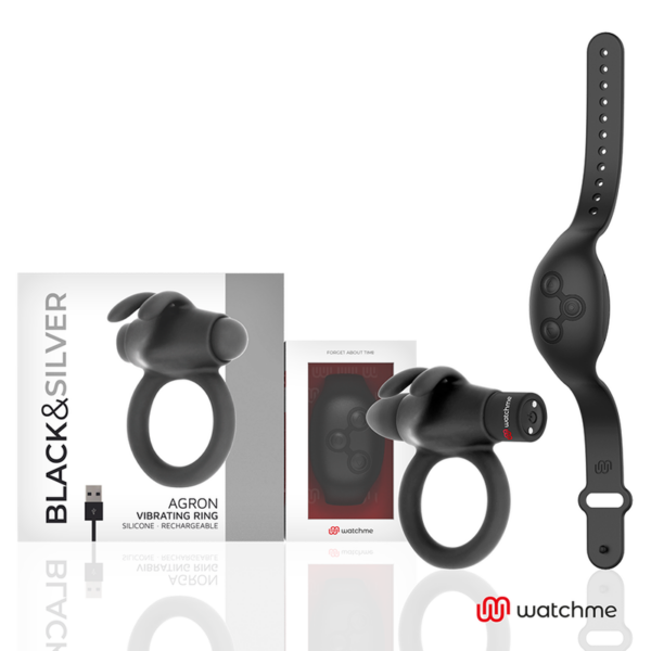 Black & Silver Agron — Vibrating Cock Ring, Remote Control — Cock Rings — view 8