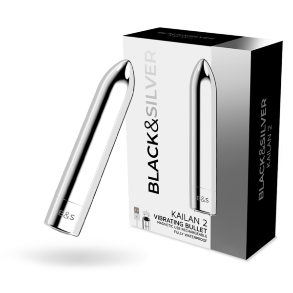 Black & Silver Kailan 2 — Bullet Vibrator, Rechargeable, Silver — Classic Vibrators — view 6