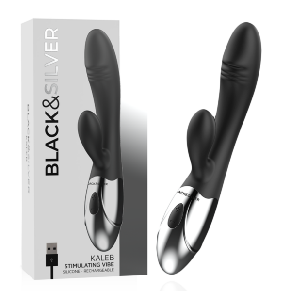 Black & Silver Kaleb — Rabbit Vibrator, Rechargeable — G-Spot Vibrators — view 6