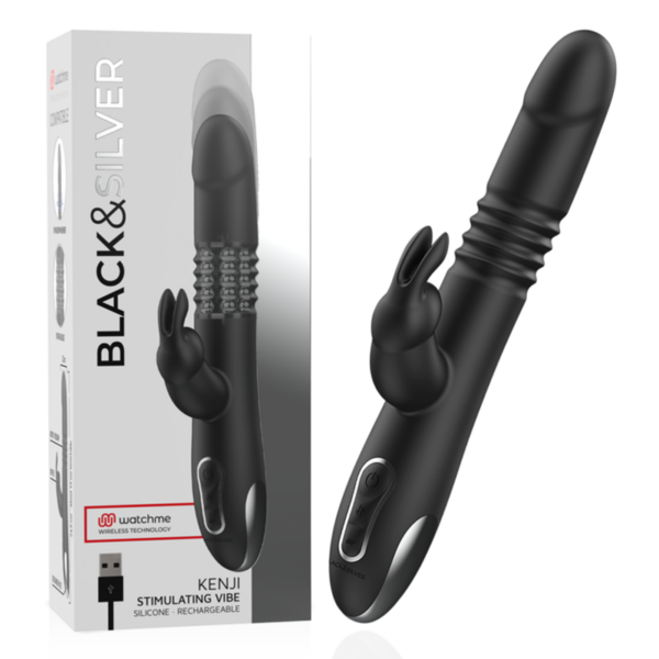 Black & Silver Kenji — Thrusting Vibrator, Rechargeable — Clitoral Toys — view 8