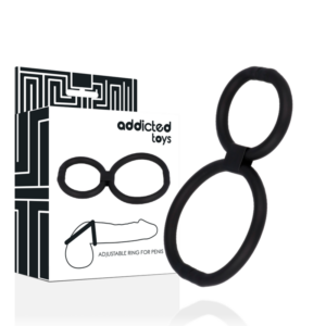 Addicted Toys Adjustable Double — Cock Ring, Black — Classic Cock Rings — view 2