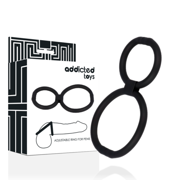 Addicted Toys Adjustable Double — Cock Ring, Black — Classic Cock Rings — view 2