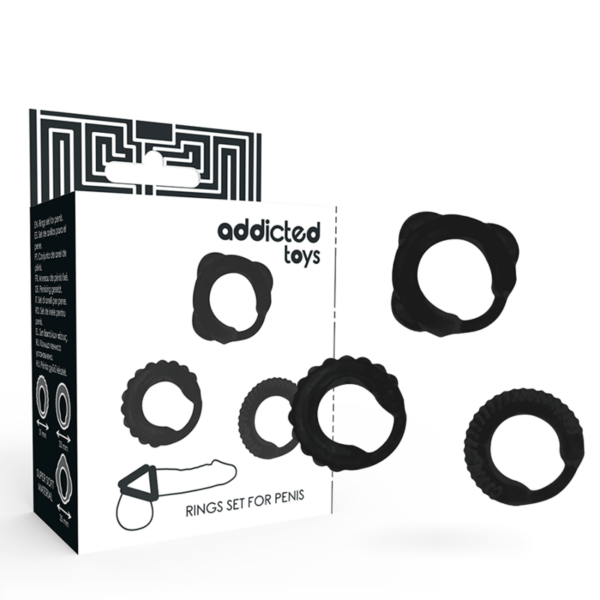 Addicted Toys — Cock Ring Set, Black — Classic Cock Rings — view 4