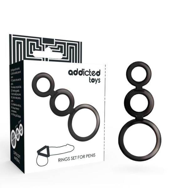 Addicted Toys Triple — Cock Ring, Smoked — Classic Cock Rings — view 5