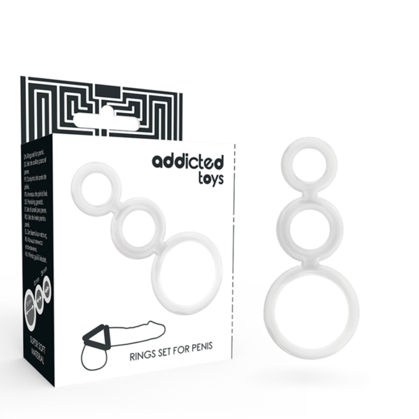 Addicted Toys Triple — Cock Ring, Transparent — Classic Cock Rings — view 5