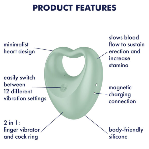 Satisfyer Perfect Pair 3 — Vibrating Cock Ring, Green — Couples — view 3