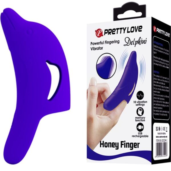 Pretty Love Delphini — Finger Vibrator, Rechargeable, Dark Blue — Clitoral Stimulators — view 8