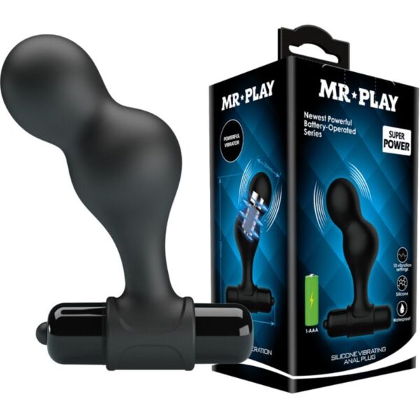 Mr Play — Vibrating Butt Plug, Silicone, Black — Anal — view 9