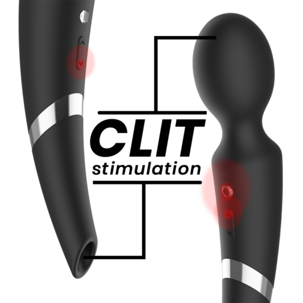 Black & Silver Beck — Wand Massager, Rechargeable — Air Pulse Vibrators — view 3