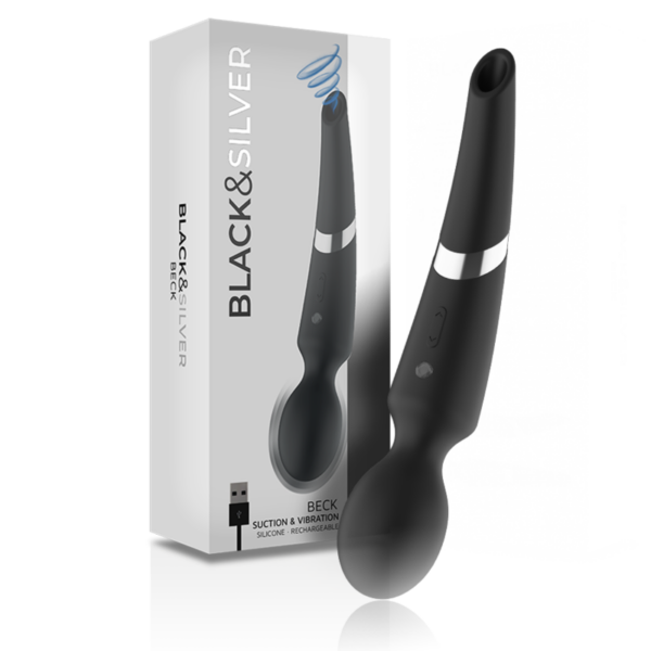 Black & Silver Beck — Wand Massager, Rechargeable — Air Pulse Vibrators — view 5