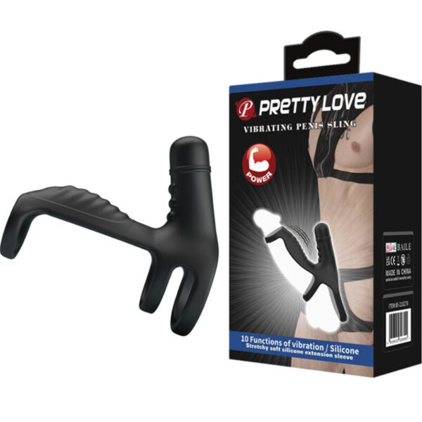 Pretty Love — Vibrating Penis Sleeve, Silicone, Black — Cock Rings — view 7