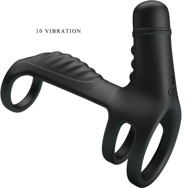 Pretty Love — Vibrating Penis Sleeve, Silicone, Black — Cock Rings — view 6