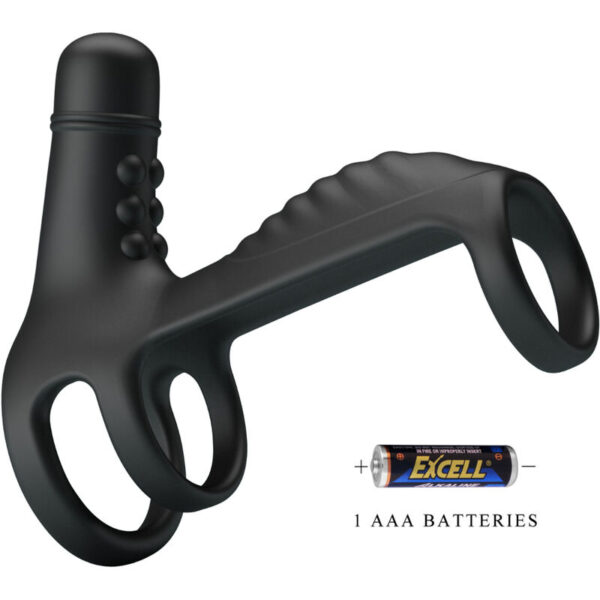 Pretty Love — Vibrating Penis Sleeve, Silicone, Black — Cock Rings — view 5
