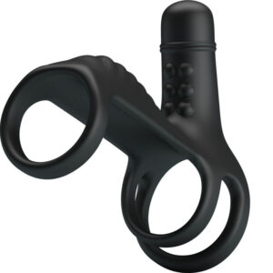 Pretty Love — Vibrating Penis Sleeve, Silicone, Black — Cock Rings — view 4